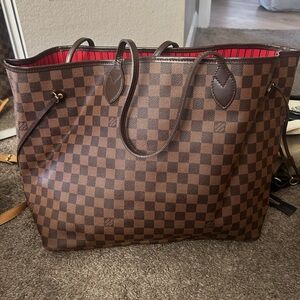 Louis Vuitton Damier Ebene Tote with Red Interior